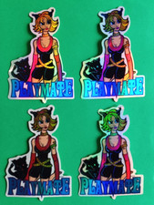 LOT OF 4 DIECUT STICKERS 2.5"X3.5" PLAYMATE WITH A BLACK CAT