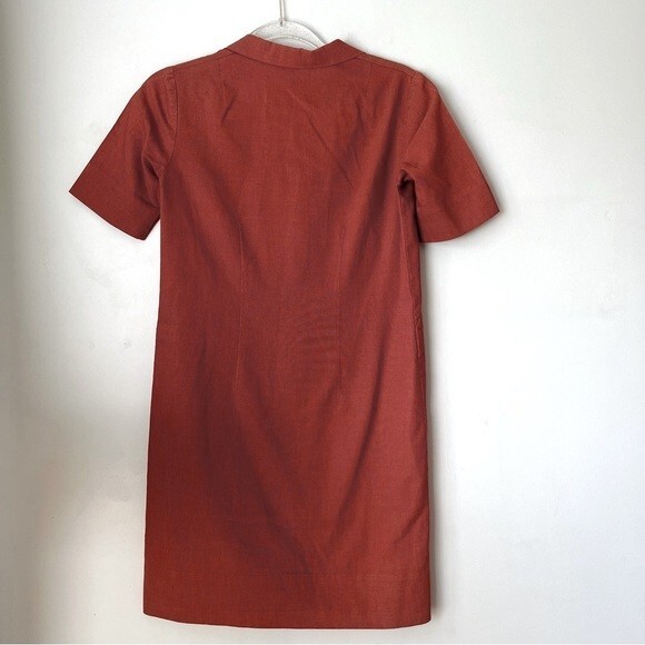 Vintage Red Orange Collared Button Front Utility … - image 2