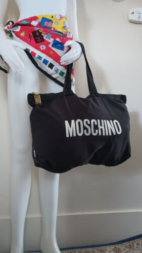 💗 Vintage Black Moschino Redwall Logo Large Tote 