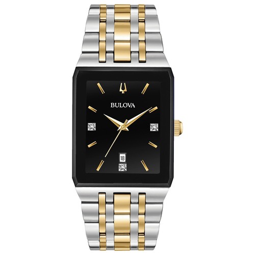 Mens Berenger Classic Tank Rectangle Silver Tone Black Dial  display picture 1