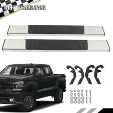 Running Flat Board 6" Step Bars For Silverado Sierra 1500 2500HD 2019-22 Chrome