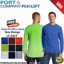 Port  Company PC61LSPT Mens Big  Tall Long Sleeve Essential Pocket T-Shirt