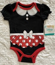 Disney Minnie Mouse Baby Girl Bodysuits Ruffled Sleeve Graphic Romper 3-6 Months