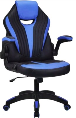 Play haha.Gaming Büro Ergonomischer Drehstuhl Computer Leder Racing Stuhl (BLAU)