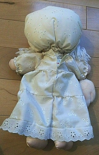 Vtg 1982 AMERICAN GREETINGS EYELETTE Soft Rag DOLL PLUSH Amtoy Eyelet Pink Cat - Picture 5 of 7