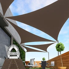 13/14/15ft Brown Triangle Outdoor Pool Patio Deck Steel Cable Sun Shade Sail