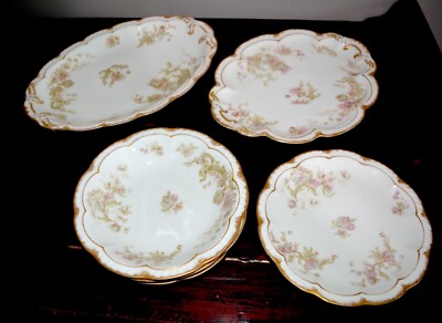 Haviland Limoges France four M.A.Hudson Set of 7 Rare Plates Floral Antique