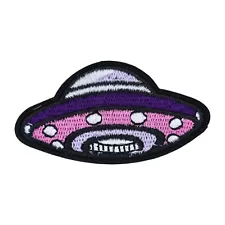 UFO ALIEN SPACE SHIP OUTER SPACE COSMOS ART IRON ON PATCH 1.4" X 2.75"