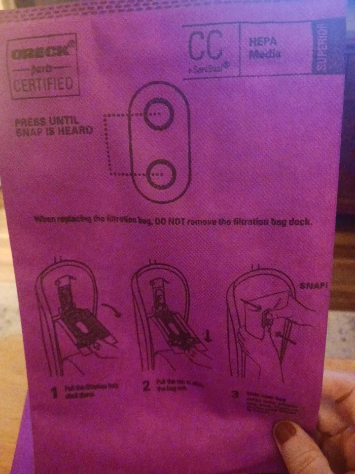 Oreck  4 Type CC HEPA Media Superior Upright Vacuum Cleaner Bags  Purple new - Image 2 of 4