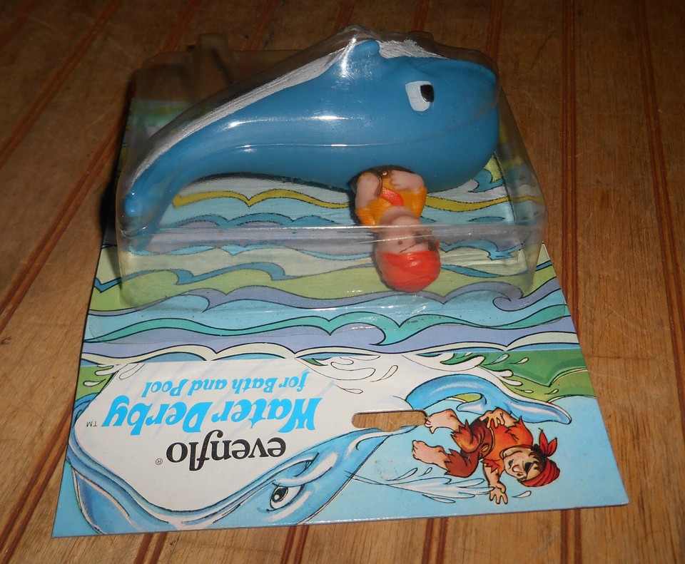 Vintage 1970's Evenflo Water Derby for Bath & Pool Whale & Pirate Toy