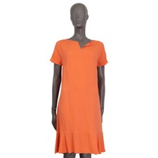 65127 auth STELLA MCCARNTEY orange viscose 2016 CINTHYA Short Sleeve Dress 40 S 