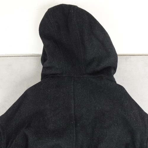 AKA Eddie Bauer Trench Coat Womens XL Black Long Sleeve Long Wool USA Made - Picture 14 of 18