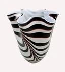 Swirl Blown Glass Vase Dark swirls Murano Style 7 inches tall VTG Vintage
