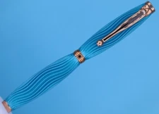 Slimline Ballpoint Pen in 3D Printed Waves in Sapphire Blue
