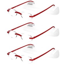Calabria 715 Flexies Oval Bendable Rimless Reading Glasses 1.00 Red 3Pack Men