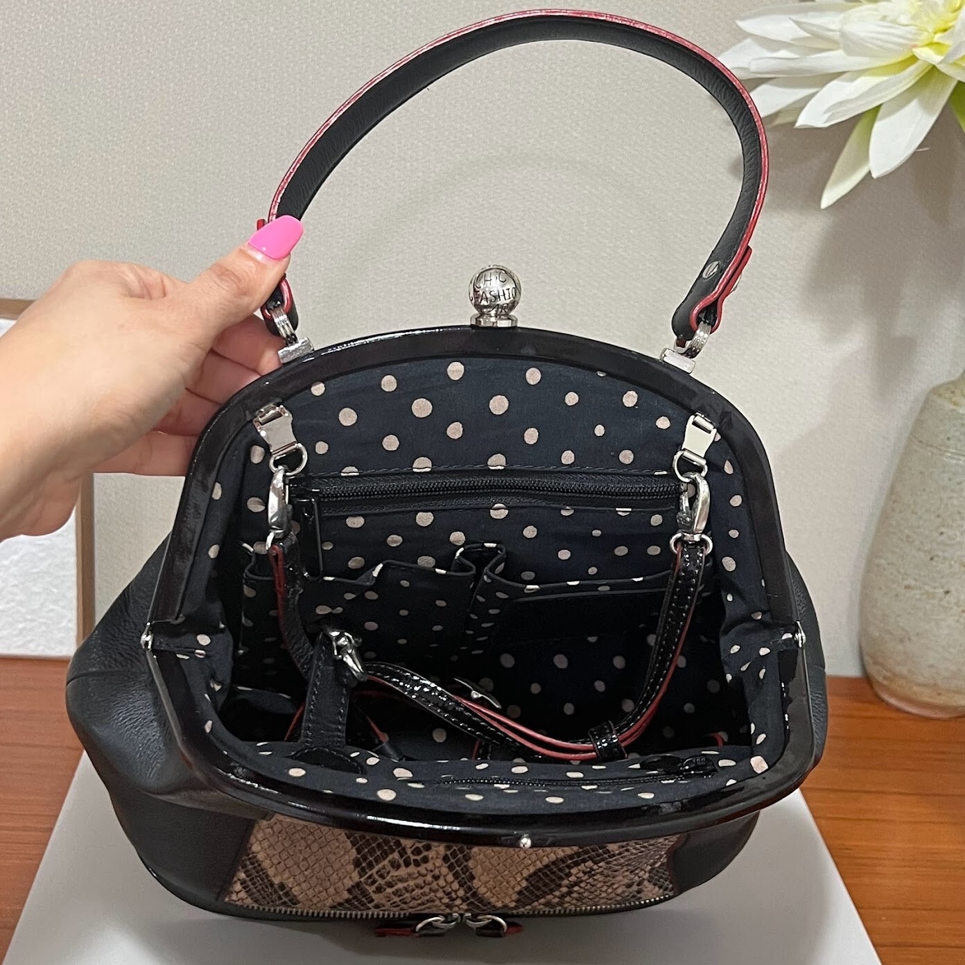 Brighton Women's Black Leather Python Frame Bag P… - image 6