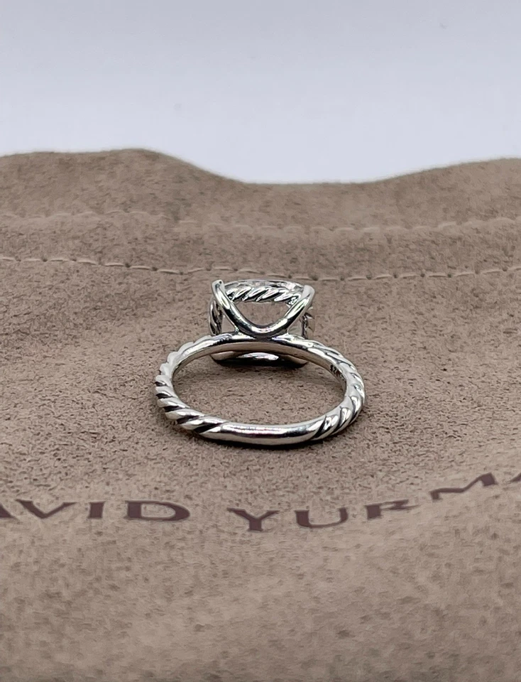 Anillo Clásico David Yurman Plata de Ley 925 Topacio Blanco Talla 7 Foto 4 de 4
