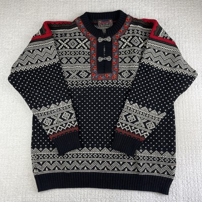 VTG Devold Made in Norway sweater Wool Adult XL Rare folk black