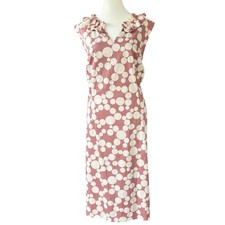 Talbots Dusty Rose Polka Dot Ruffle Neck Poplin Shift Dress Womens Plus 16W