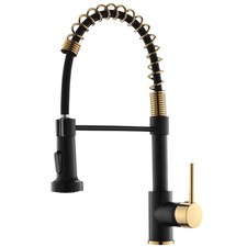 AIMADI Matte Black Kitchen Faucet,Black and Gold Kitchen Faucet with Pull Down S