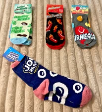 4 PAIR CANDY FUZZY & LOW CUT SOCKS-MEN'S SHOE SIZE 8-12, WOMEN'S 9-14-NWT!