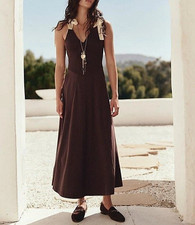 Free People Free-Est Cecelia Solid Midi Dress Smocked Cotton Beach S 286599