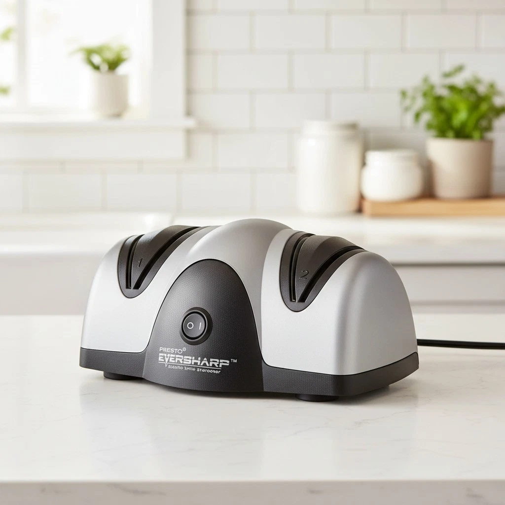 Quick & Easy Electric Knife Sharpener with Precision Guides - Sharpens Any Blade
