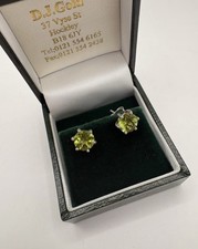 Sterling Silver Peridot Gemstone Earring Studs Women