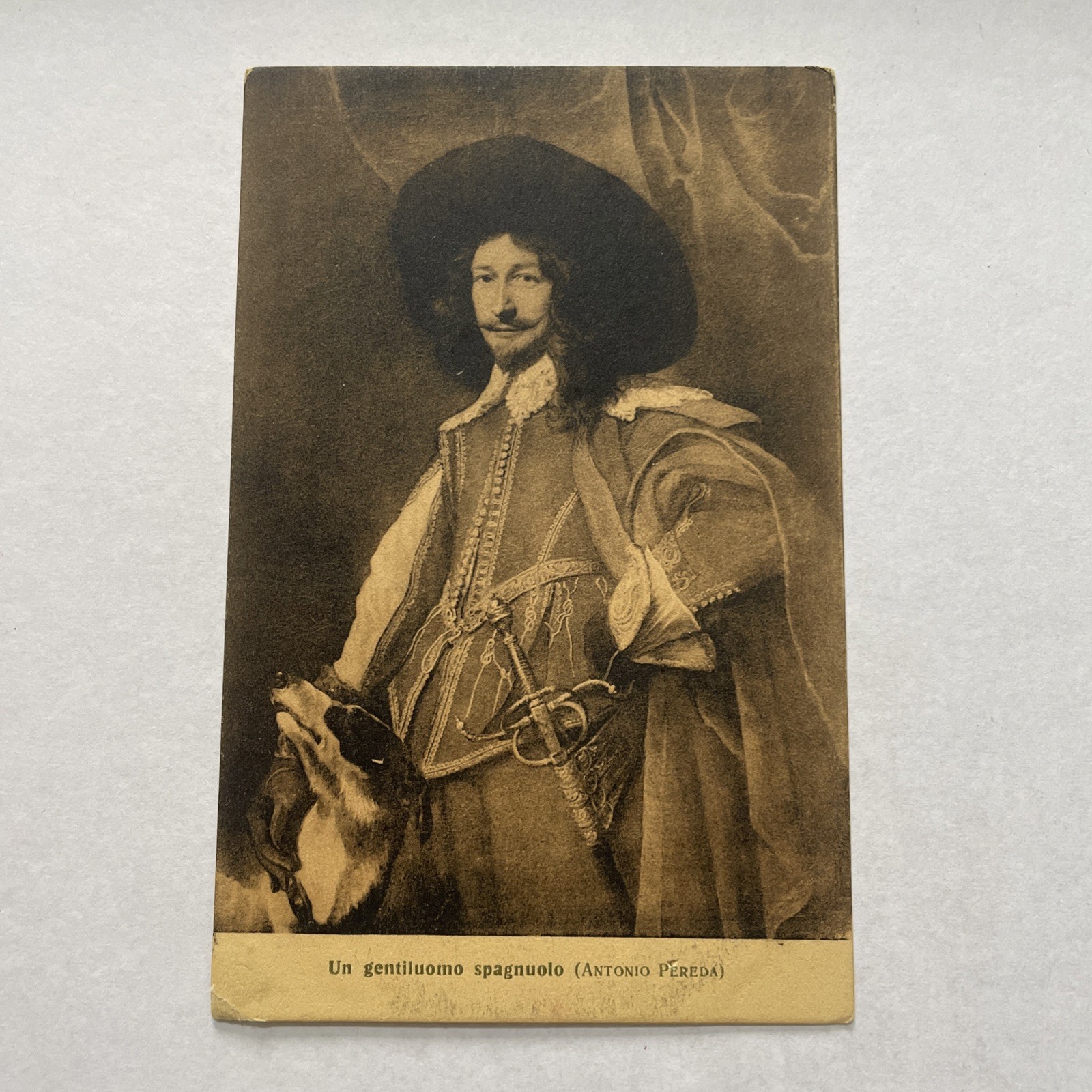 UN GENTILUOMO SPAGNUOLO - ANTONIO PEREDA -CARTOLINA BIANCO E NERO  -   - COLLEZI