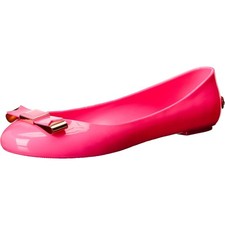 Ted Baker Imme Gold Bow Jelly Ballet Flat Fuchsia 