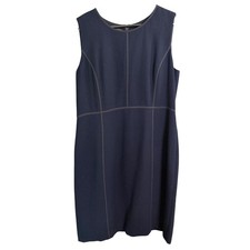 Lafayette 148 Wool Sheath Dress 14/L Navy Business Office Career Professional