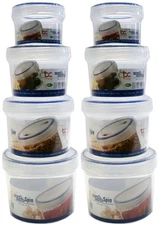 Set of 8 Lock & Store Spin Food Storage Containers! 4 Assorted Sizes - Close Top
