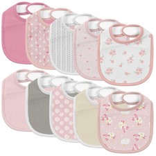 10 Pack Cotton Snap Bibs for Baby Boy Girl, Super Soft Drool Bibs for Teethin...
