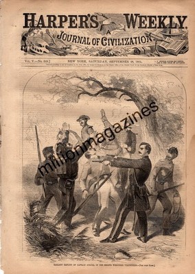 1861 Harpers Weekly September 28 Original print - Captain Strong shoots to kill