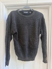 Pierre Cardin Men's Black Silver Knit Pullover Crew Neck Sweater M