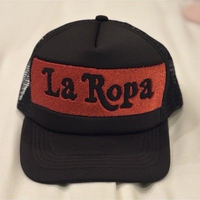 La Ropa 1/2 Trucker Hat Black Red Adjustable Mesh Back Breathable Men One Size
