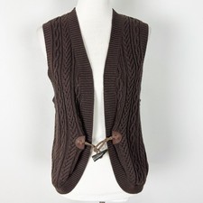 Y2K Chaps Cable Knit Sweater Vest Equestrian Country Western Size Large Women's