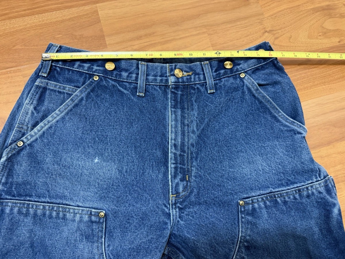 Vtg Carhartt Double Knee B07 DNM 34x32 Denim Logger Pants Faded | eBay