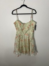Lulus Armelle Light Floral Lace Up Mini Dress Size Large