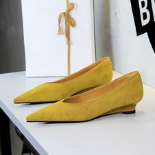 Fashion Women Wedges Low Heel Pumps Faux Suede High Heels Casual Office Shoes