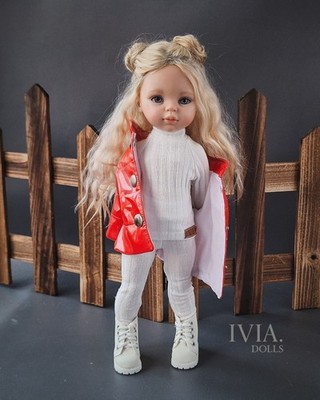 Paola Reina 13 inch basic set, outfit for dolls, white loungewear, Las Amigas