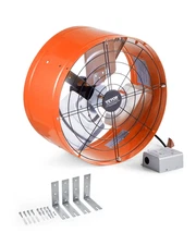 15" Attic Exhaust Fan 1650 CFM, Gable Mount w/ Thermostat & Mesh, Orange