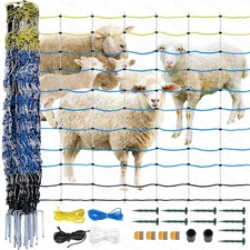 Portable Electric Netting Fence Kit Goats Fencing 35"H x 164'L with Posts Spikes