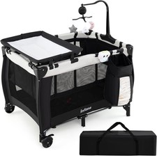 Cuna De Bebe Para Junto Cama Plegable Portatil Con y Juguetes Giratoria