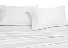 Solid White 250-Thread-Count 4pc King Bed Set 100-Percent Cotton, Superior Pe...