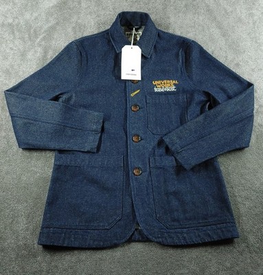 Universal Works X Bundobust Jacke Herren klein blau Denim Chore Utility mit Etikett