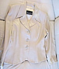 VTG - Gold Skirt Suit with Crystal Buttons by Alex Evenings - Size P/6 Small