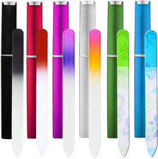 6 Pack Glass Nail File with Case, Crystal Fingernail Files Set, Double Sided Fin