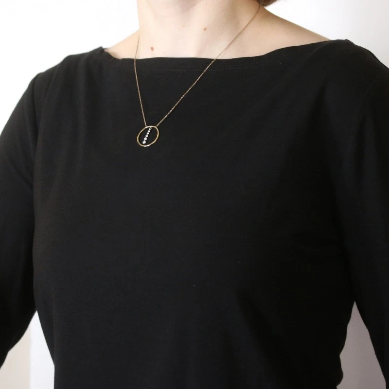 Kallati Diamond Graduated Journey Circle Necklace 18" Yellow Gold 9k .25ctw Love - Image 4 of 4