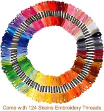 124 Skeins Embroidery Floss Cross Stitch Thread with Needles DIY Sewing Craft